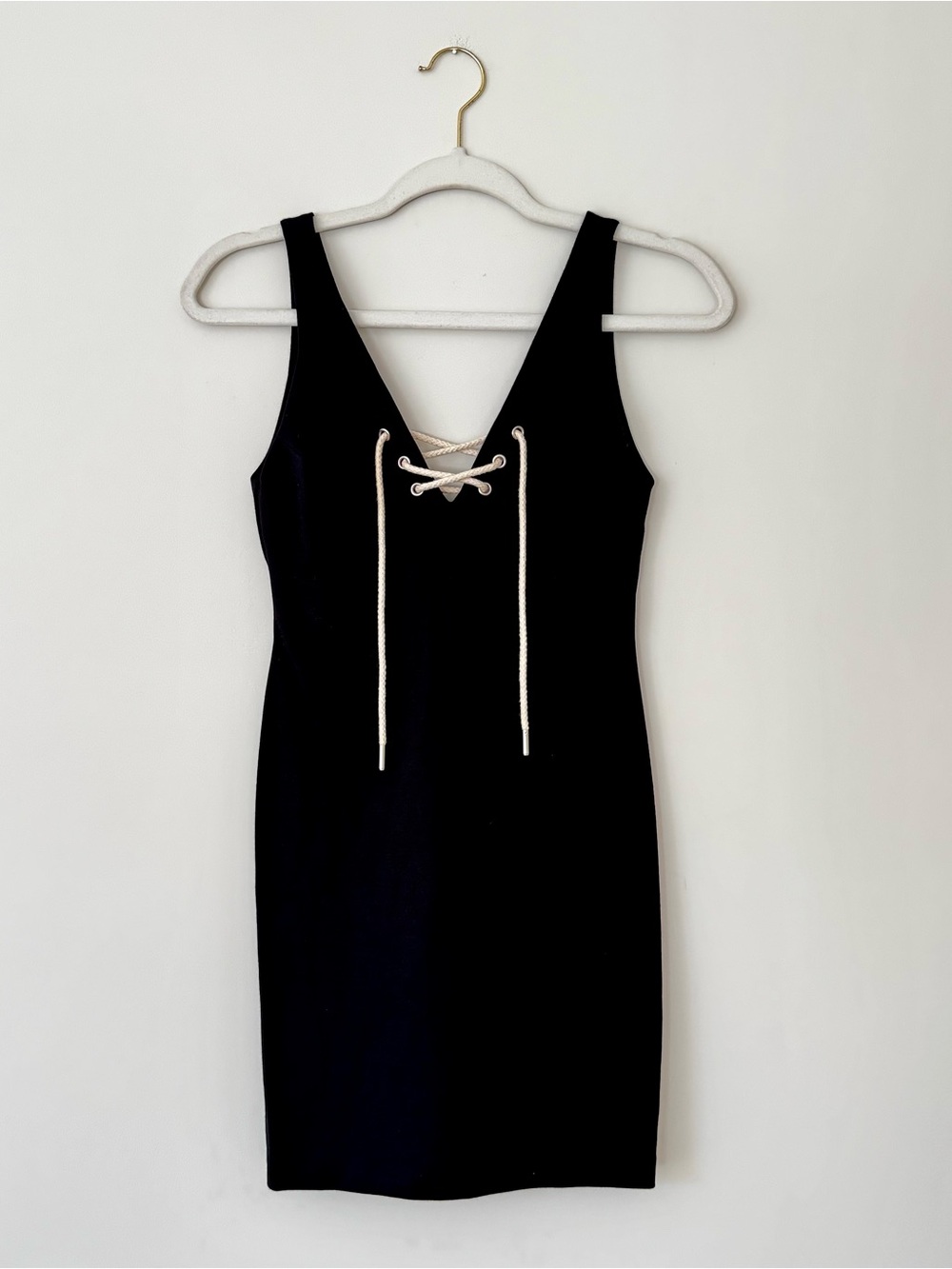 Amanda Uprichard Serena Bodycon Mini Lace Up Rope Dress, Black – Size P (XS)